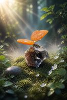 Orange Calcite and Spirit Quartz Butterfly