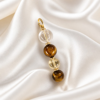 Jewellery Sets: Tiger eye and smokey quartz Pendant and earing set