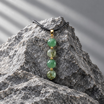 Jewellery Sets: Aventurine and crackled glass pendant two tier earring Gold