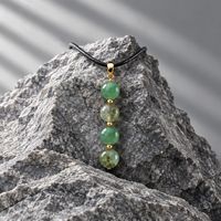 Aventurine and crackled glass pendant two tier earring Gold