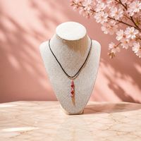Crackled glass red  and red glass pendant and earrings Gold