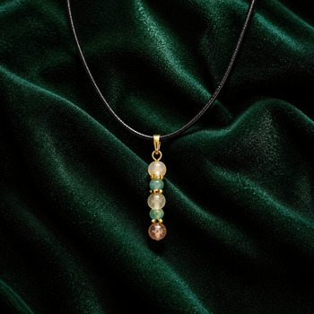 Jewellery Sets: Crackled glass and Amazonite Pendant and earring Gold