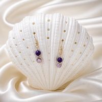 Dyed agate Purple and crackled glass Amethyst chip Earring and pendant Gold