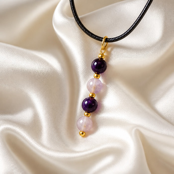 Jewellery Sets: Dyed agate Purple and crackled glass Amethyst chip Earring and pendant Gold