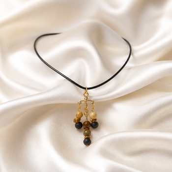 Jewellery Sets: Lavarock and Tigerseye and Jasper Pendant and Earring Gold