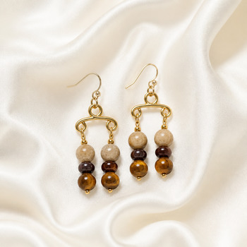 Jewellery Sets: Jasper and Tigerseye and onyx Pendant and Earring Gold