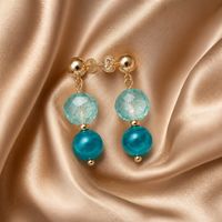 Dyed Agate and crackled glass Gold stud Earrings