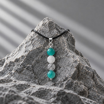Jewellery Sets: Amazonite and snow Quartz  pendant and earring Silver