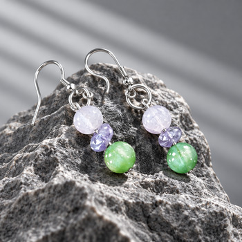 Jewellery Sets: Green catseye and Amethyst and crackled glass Pendant and earring Silver