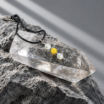 Jewellery Sets: Amber and crackled glass Pendant and earring Silver