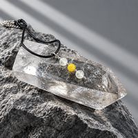 Amber and crackled glass Pendant and earring Silver
