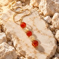 Carnelian and Citrine Pendant Bracelet and Earrings Gold