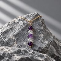 Amethyst and crackled Quartz Pendant Bracelet and Earring Gold