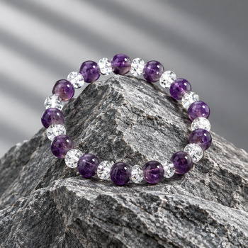 Jewellery Sets: Amethyst and crackled Quartz Pendant Bracelet and Earring Gold