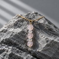Rose quartz and cracked quartz Pendant Bracelet and Earring Gold