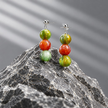 Jewellery Sets: Cats eye Multi-coloured Pendant Bracelet and Earring Silver