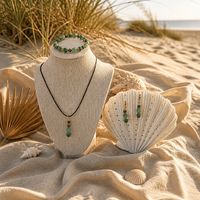 Malakite and Adventurine and green Onyx Pendant and Bracelet and Earring Gold