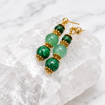 Jewellery Sets: Malakite and Aventurine and green Onyx Pendant and Bracelet and Earring Gold