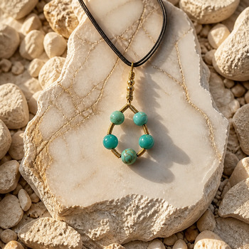 Pendants Necklaces: Brass Turquiose and adventurine Pendant