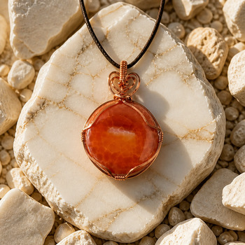 Pendants Necklaces: Snakeskin Agate Copper Pendant