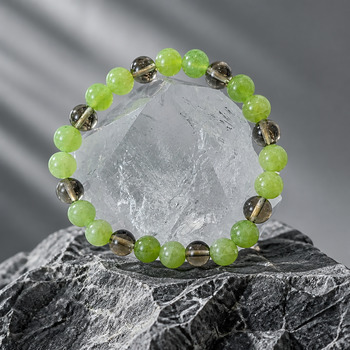 Bracelets: Peridot and Smokey Quartz Bracelet 8mm