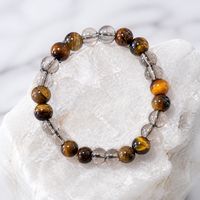 Tigerseye and Smokey Quartz Bracelet 8mm