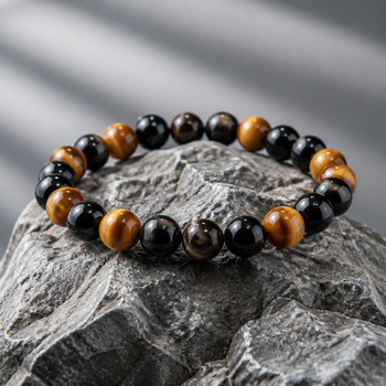 Bracelets: Obsidian and Tigers eye Bracelet 8mm