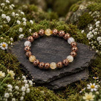Bracelets: Copper and Citrine Bracelet  8mm