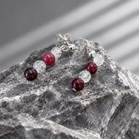 Garnet and Crackled Quartz Silver 6mm