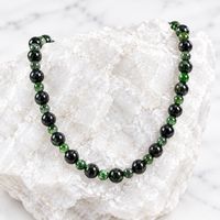 Green Onyx 6mm and Black Obsidian Bead 8mm