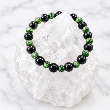 Bracelets: Green Onyx 6mm and Black Obsidian 8mm Bracelet