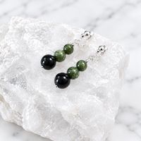 Green Onyx 6mm Black Obsidian 8mm Silver stud
