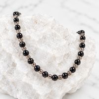 Black Obsidian 8mm and Smokey Quartz 6mm Beads