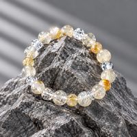 Citrine 8mm 6mm and Crackled Quartz 6mm Bracelet