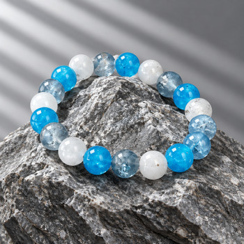Bracelets: Apatite Blue 8mm and Snow Quartz 8mm And Crackled glass Blue 8mm Bracelet