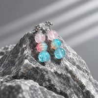 Blue Cats eye 8 mm and Pink Cats eye 8mm Silver stud