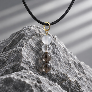 Pendants Necklaces: Smokey Quartz 8mm and Rose Quartz 8mm Crackled Quartz 8mm Gold Pendant