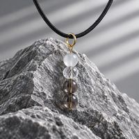 Smokey Quartz 8mm and Rose Quartz 8mm Crackled Quartz 8mm Gold Pendant