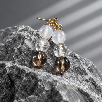 Earrings: Smokey Quartz 8mm Rose Quartz 8mm Clear Quartz 8mm Gold stud