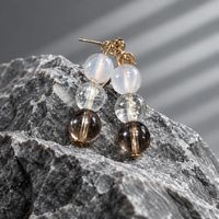 Smokey Quartz 8mm Rose Quartz 8mm Clear Quartz 8mm Gold stud