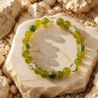 Peridot 8mm And Green Cracked glass 8mm Bracelet
