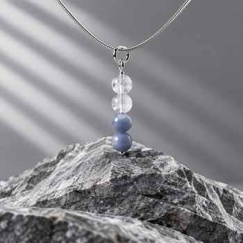 Jewellery Sets: Rose Quartz and Blue lace Pendant Bracelet and Earring Silver