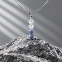 Rose Quartz and Blue lace Pendant Bracelet and Earring Silver
