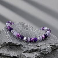 Amethyst Purple Malachite clear Quartz Purple Glass Pendant Bracelet and Earring Set Silver