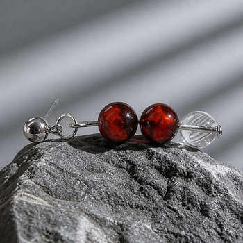 Jewellery Sets: Red Tigers eye and Crackled Quartz Pendant Bracelet and Earring Silver