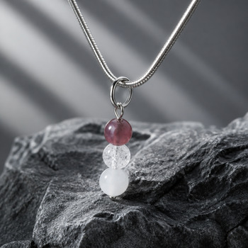 Jewellery Sets: Strawberry Quartz Rose Quartz and Crackled Quartz Pendant Bracelet and Earring Silver