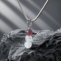 Strawberry Quartz Rose Quartz and Crackled Quartz Pendant Bracelet and Earring Silver