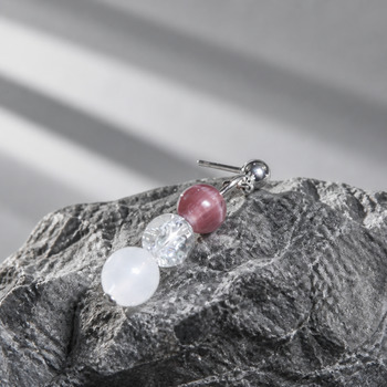 Jewellery Sets: Strawberry Quartz Rose Quartz and Crackled Quartz Pendant Bracelet and Earring Silver