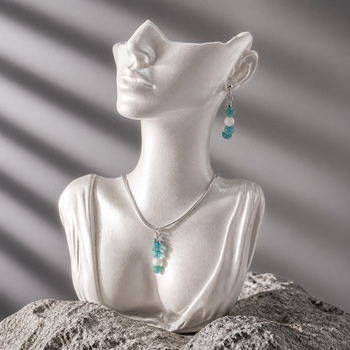 Jewellery Sets: Turquoise and Magnesite Pendant Bracelet and Earrings Silver