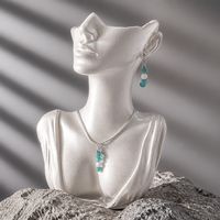 Turquoise and Magnesite Pendant Bracelet and Earrings Silver